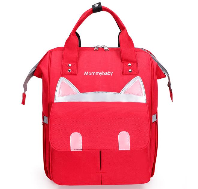 Cartoon Bear Diaper Bag Mummy Backpack Large Capacity Baby Stroller Bag Waterproof Oxford Handbag Maternity Nursing Nappy Bag: Red cat