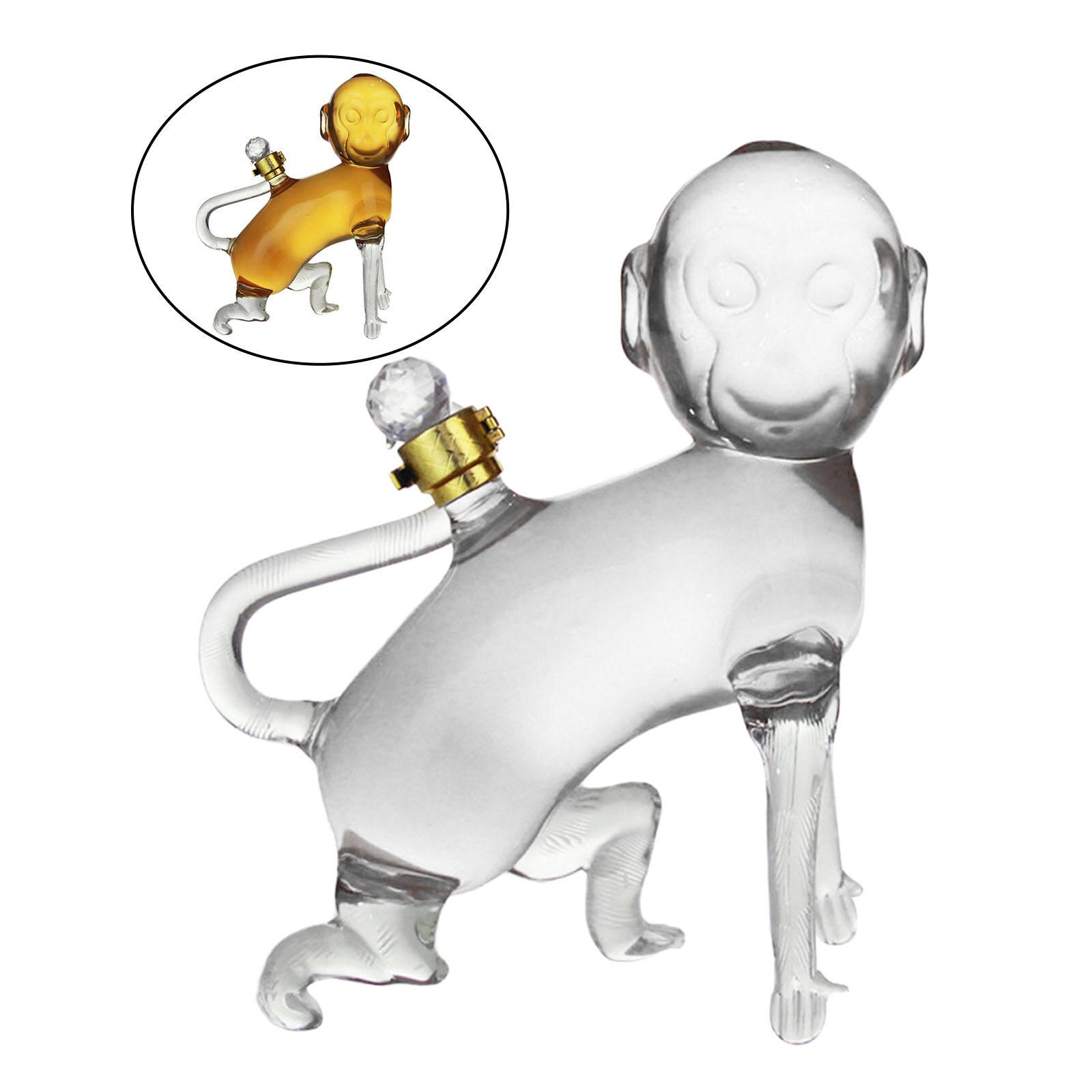 Monkey Shaped Whisky Decanter Clear Hand-Blown Glass Novelty Liquor Dispenser for Entertaining Drinkware Xmas Adults