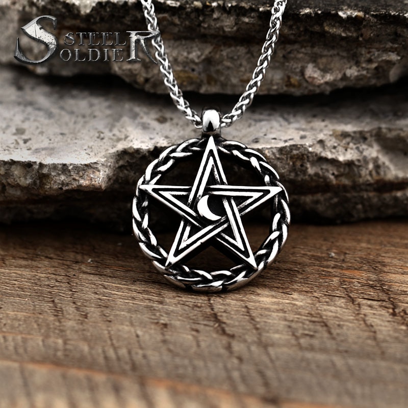 Rvs Moon Star Pentagram Hexagon Hangers Hanger Kettingen Vrouwen Man Met Bedels Pentagram David Van Ster Sieraden