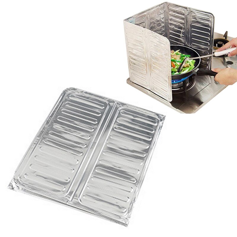 1pc Oil Barrier Stove Cooking Heat Insulation Anti Splashing Oil Baffle Kitchen Utensils Supplies Aluminum Foil Oil Block