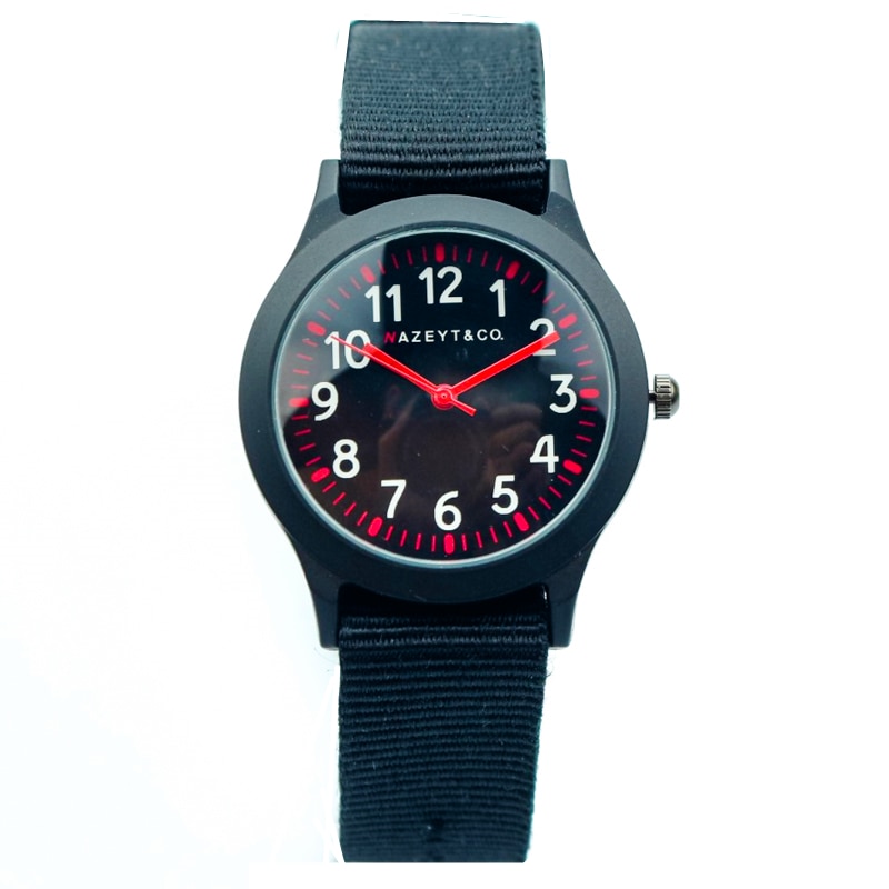 midlle en weinig student zwart nylon band quartz horloge jongens en meisjes kleur handen horloge kind sport leger klok