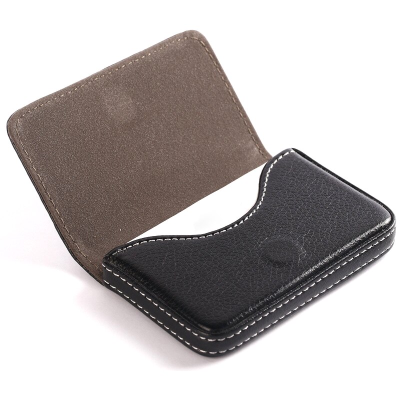 Yuecimie Grote Capaciteit Unisex Visitekaartje Case Id Pouch Vrouwen Pu Lederen Card Box Man Credit Kaarthouder Zwart Bruin