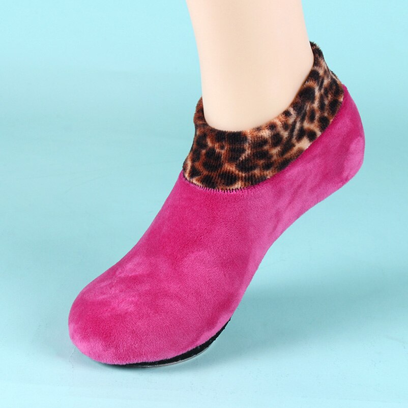 Vrouwen Mannen Zachte Fleece Sokken Thicken Winter Warm Boot Sokken Unisex Mannelijke Elastische Antislip Mode Indoor Vloer Sokken slipper: M women-rose red