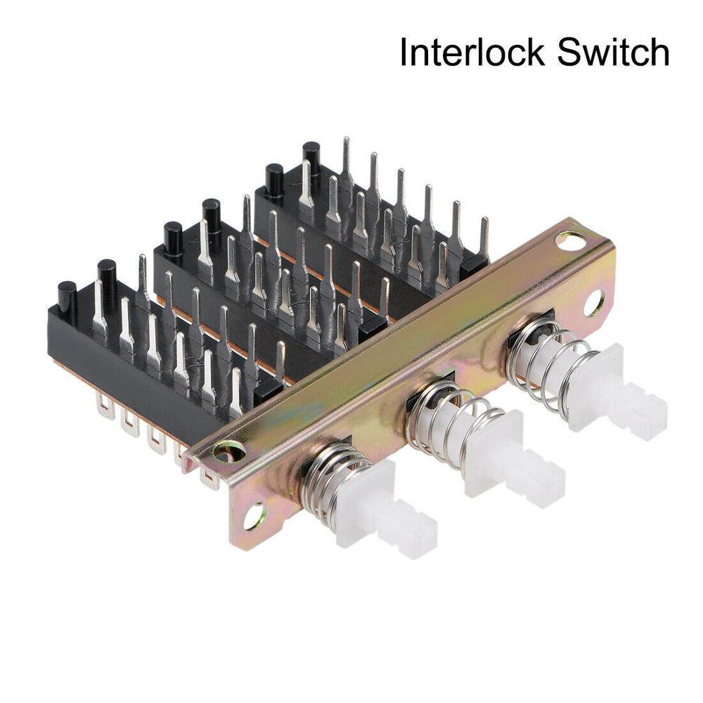 Interlock Push Button Switch Piano Type 4PDT 12 Pin 3 Row