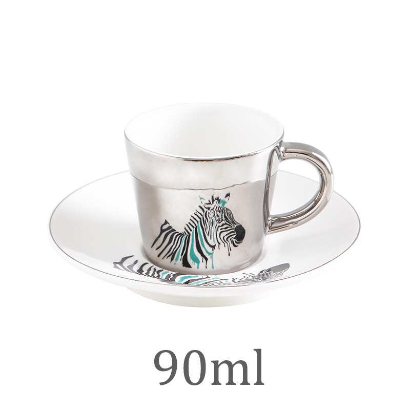Leopard Anamorphic Cup Mirror Reflection Cup Zebra Mug Luycho Coffee Tea Set With Coaster 90ml-220ml: 90ml5