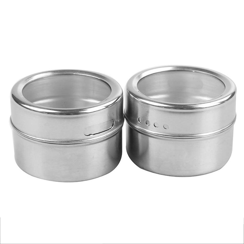 12 Pcs/8 Pcs Rvs Kruidenpotjes Set Blikjes Voor Kruid Zout Peper Kruiden Magnetische Spice Blikken Kruiderij pot Opslag Containers