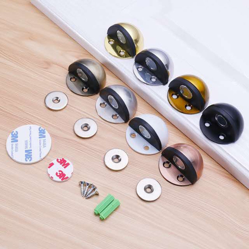 Stainless Steel magnetic black dual catch no punching white door stopper wall door bumper wedge stopper wall