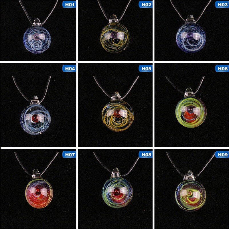 2019 Creativo Pianeta di Cristallo Stelle Sfera di Vetro Galaxy Modello di Catena In Pelle Pendenti con gemme e perle Collana Galaxy Bella Collana