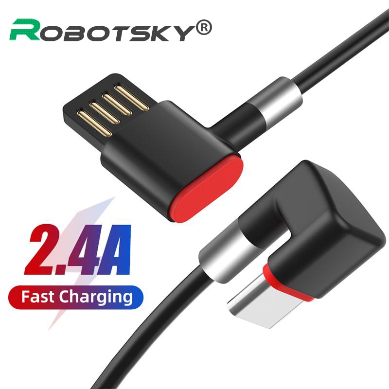 1m USB Type C Cable 2.4A Fast Charging Cable Elbow 90 Degree USB C Micro USB Data Gaming Cable For Samsung Huawei Xiaomi