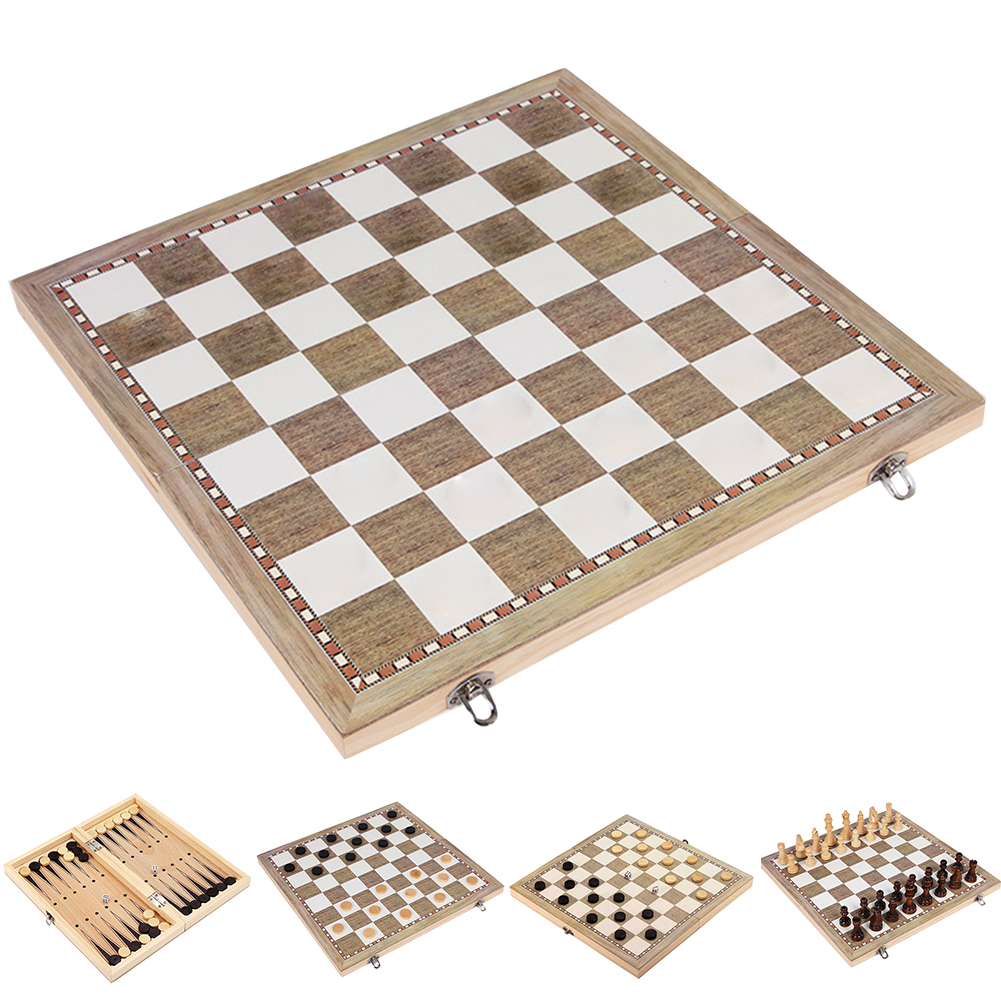 3 in- in-1 reisspelletjes voor kinderen, schaakbordset, draagbaar speelgoed, houten beginners, backgammon, leerzaam, opvouwbaar, entertainment