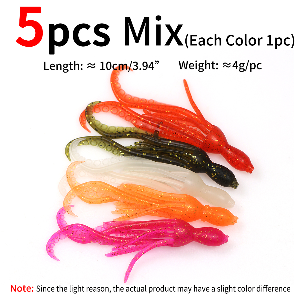 ELLLV 5 uds 10cm/4g cebo de calamar pulpo Fluo pargo de agua salada Pesca señuelo suave Material TPR Kabura Pesca Wobbler aparejos de Pesca: Borgoña
