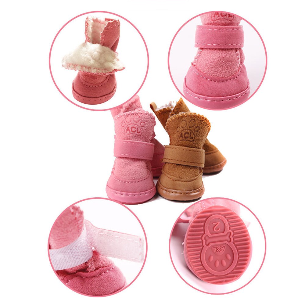 4 Stks/set Hond Schoenen Winter Warm Schoenen Voor Honden Dikke Sneeuw Wandelen Non Slip Katoen Pluche Voor Chihuahua Honden puppy Pet Product