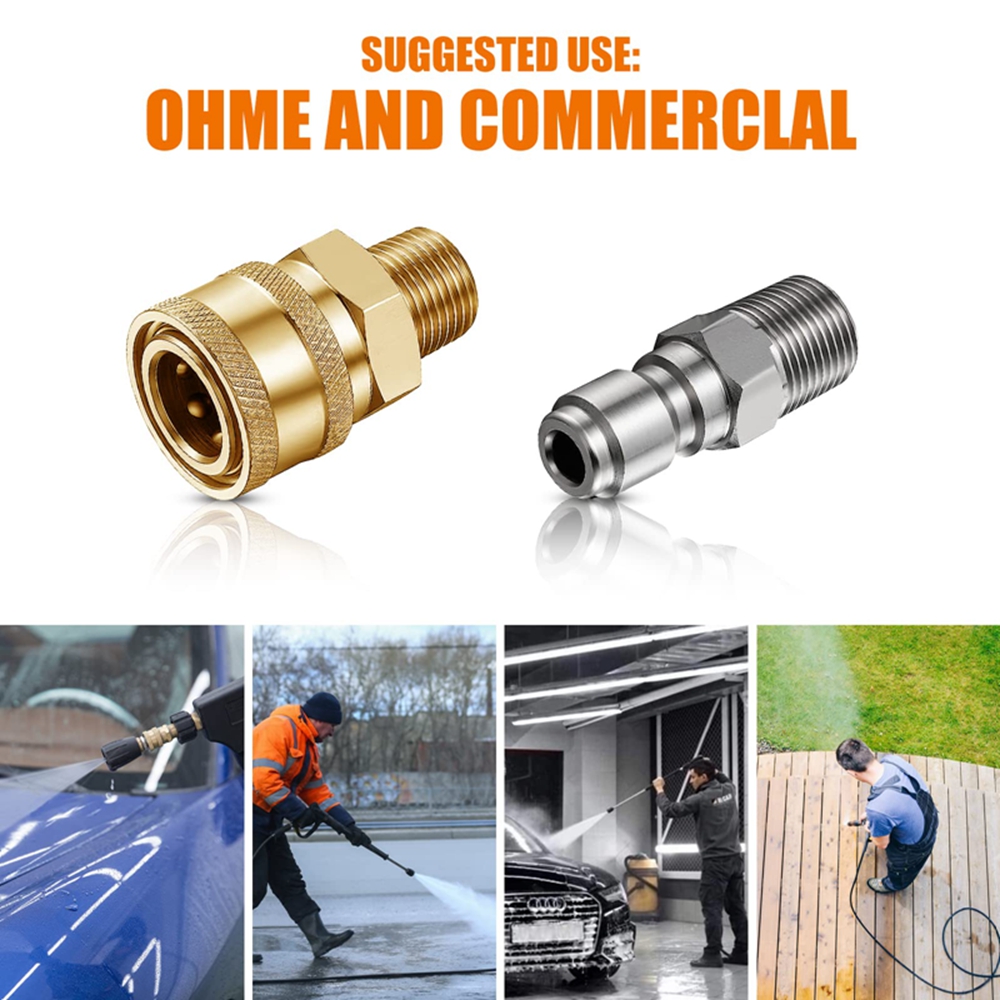 1/4 Inch Pressure Washer Couplers Quick Connect Male Female Connector Fittings Adapters Garden Urban Tool Irrigation Washing