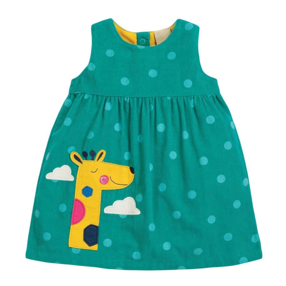 Lilla maven hösten bebis flickor kläder märke klänning barn bomull djur applikation manchester sundresses: Grön / 5t