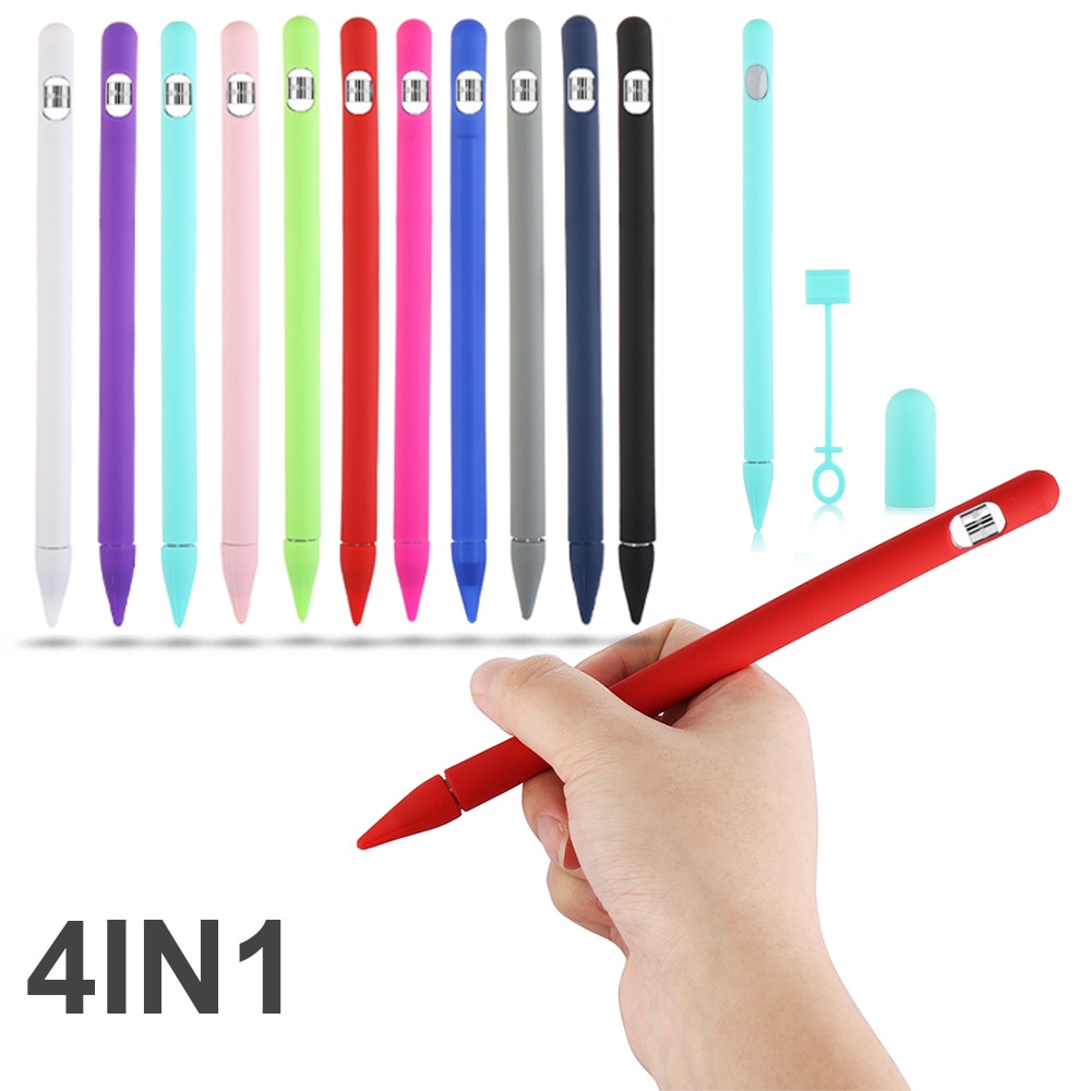 1 Pcs Soft Pen Silicone Case Nib Cover Sleeve Wrap Tip Holder Connector Strap For Apple Pencil iPad Pro Candy Color Non Slip