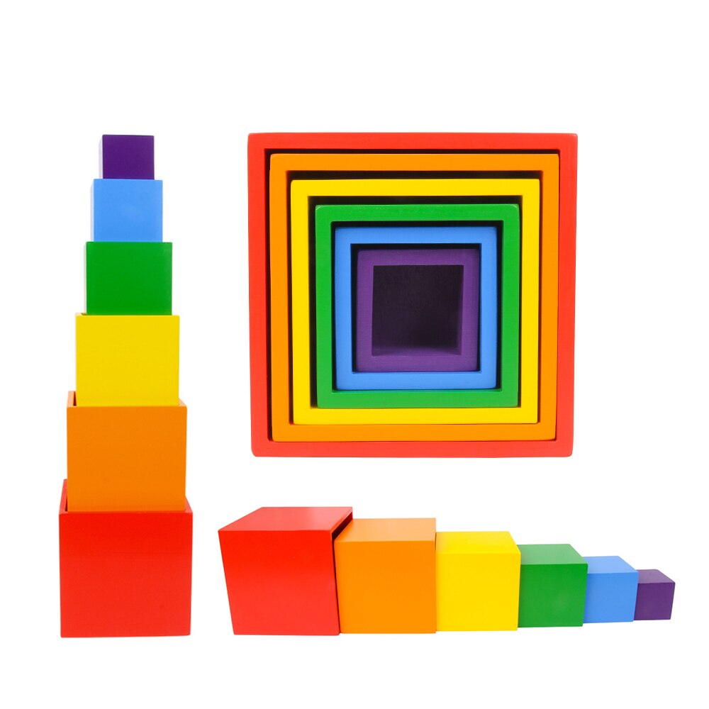 Arcobaleno Bambini Giocattoli Arcoiris Blocchi di Legno Giocattoli Per I Bambini Il Divertimento di Gioco Blocchi di Costruzione Giocattoli Educativi di Legno Montessori