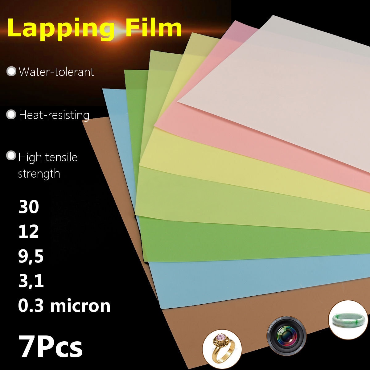 7pcs 8.7 X 11inch Lapping Film Sheets Assortment Precision for Polishing Sandpaper 1500/2000/4000/6000/8000/10000/12000 Grits