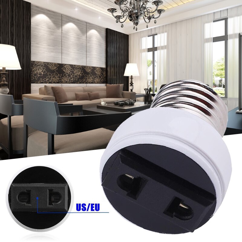 E27 Lamp Socket Light Holder US/EU Plug White Converter Screw Bulb Converter Lamp Base Connector Lighting Fixture Accessories