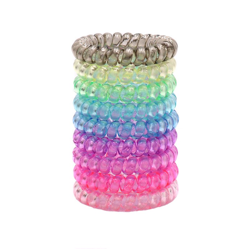 Big Grosso Plástico Elástico Cabelos para Mulheres, Multi Cores, Fio de Telefone, Bandas De Borracha, Stretchy Ponytail, Personalidade Presente, 9Pcs: Gengibre