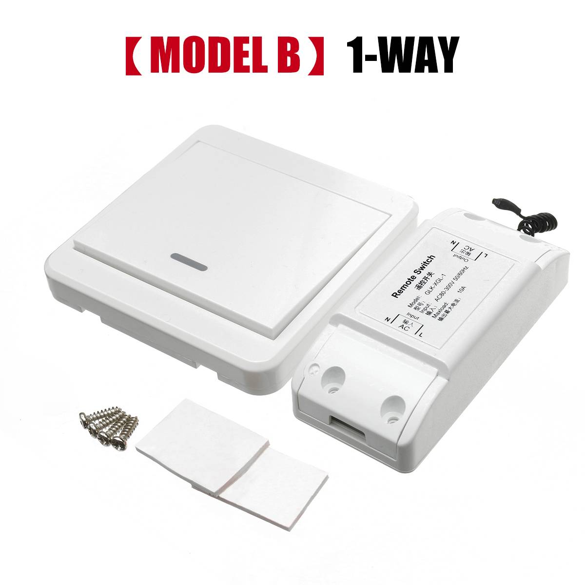 Smart Home Diy Wall Wireless Panel Transmitter LED Light Lamp Remote Control Switch 1/2/3-Way 315MHz/433MHz With Receiver Module: MODEL B 1 -WAY