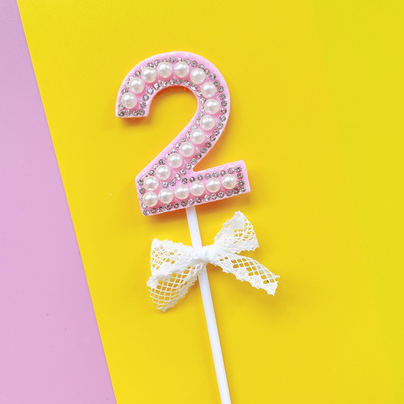 1Pc Glitter Alloy Rhinestone Number Cake Toppers Baby Shower Birthday Decoration Wedding Gold Silver Digital Cakes Dessert Decor: MULTI