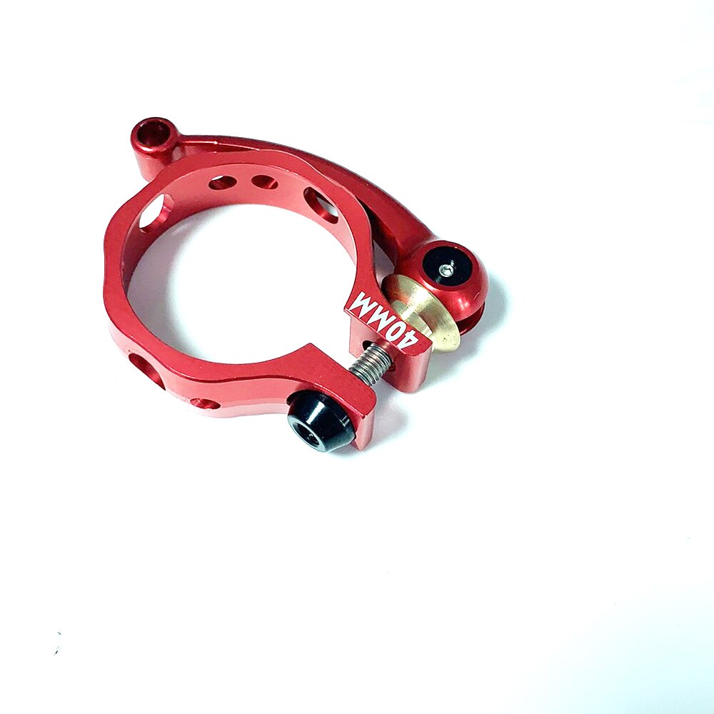 Bicycle Seat Tube Clamp Full CNC Seat Tube Clamp 33.9MM Seat Tube Clamp Genuine Quick Release Folding Seat Tube Clamp: Red-40mm