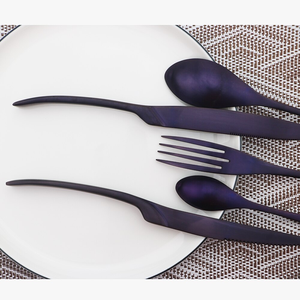 Paars Restaurant Herbruikbare Servies Set Metalen Bestek Set Rvs Keuken Servies Mes Vork Lepel Set