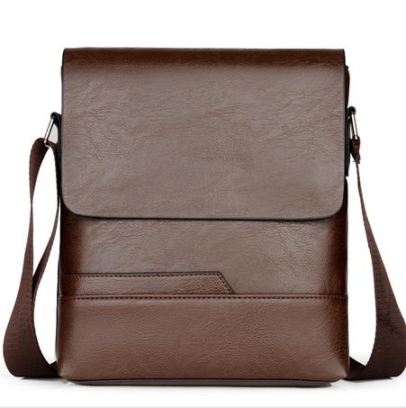 Heren schoudertas vintage leren messenger bags crossbody tassen heren eenvoudig casual zakelijk heren handtas: Bruin