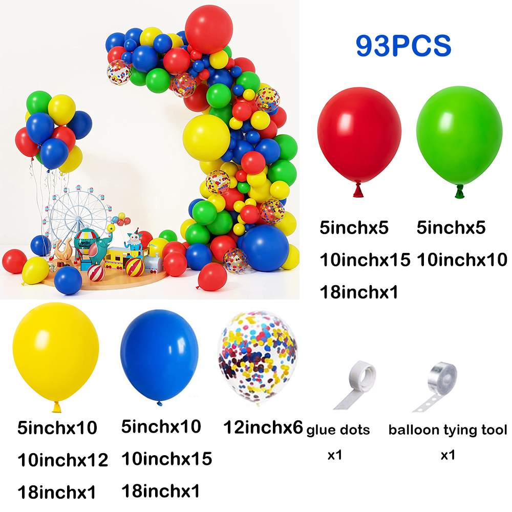 Guirlande de ballons de cirque de carnaval en arc, Kit de confettis rouge bleu jaune, jouet en feuille d'étoile, décoration de fête d'anniversaire arc-en-ciel: AGATE