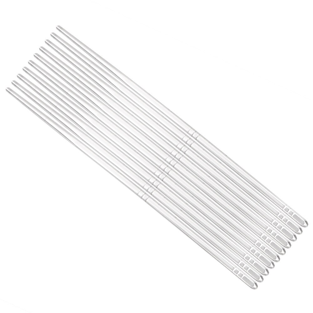 HILIFE Duurzaam Servies Blauw en Wit Patroon Holle Anti-brandwonden Antislip Eetstokjes 5 Paar Rvs 201: A