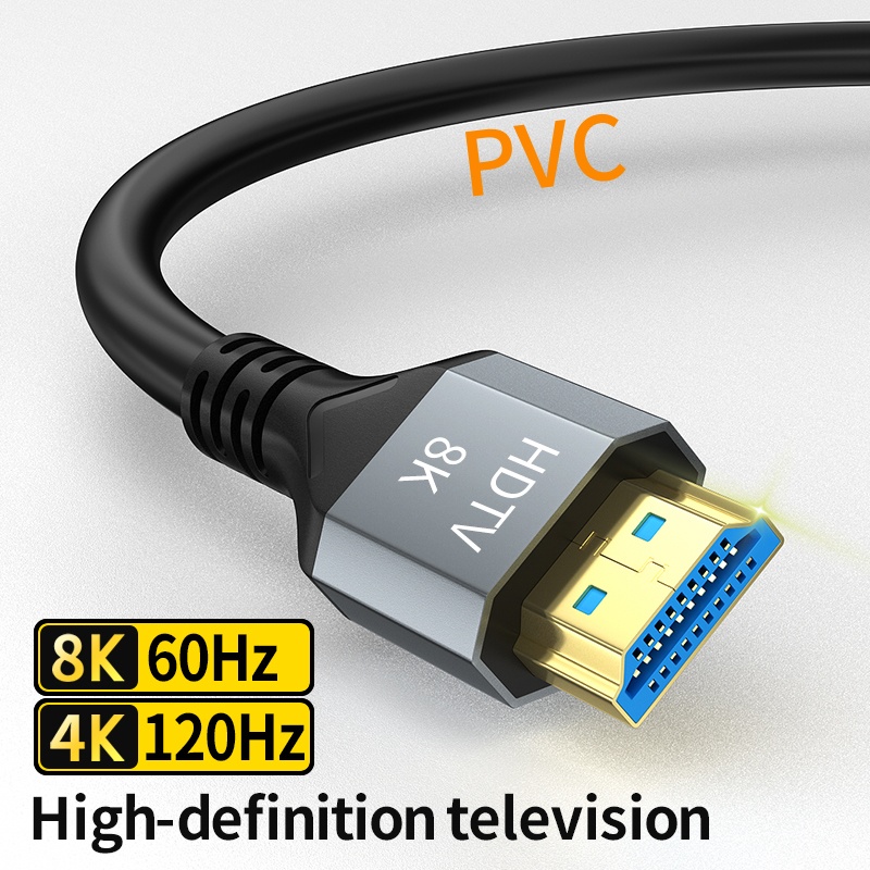 Kabel HDMI 2.1 Splitter 4K@120Hz 8K@60Hz 48Gbps Adapter do EARC ARC HDCP Ultra High Speed Video Cable PC Laptop Projektor HD TV: Grey / 2 m