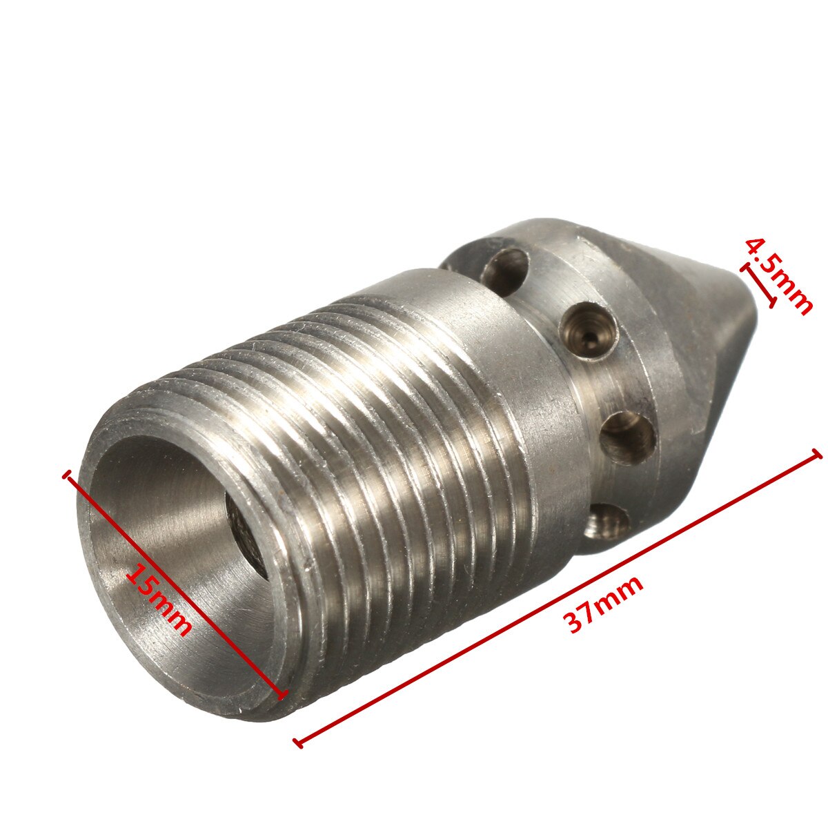 Højtryksrenser afløbs- / kloakrengøringsdyse 9 jet 3/8 "han 4.5 roterende rengøringsdyse rustfrit stål 303