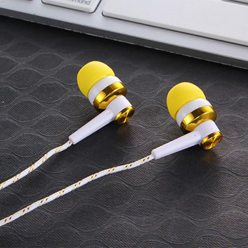 Wired Earphone Brand Stereo In-Ear 3.5mm Nylon Weave Cable Earphone Headset With Mic For Laptop Smartphone