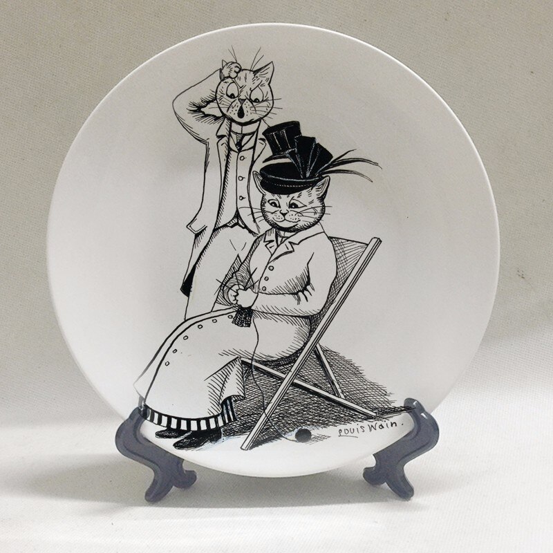 Louis Wain anthropomorphic cats Kaleidoscope Cats wall decorative hanging plate artistic ceramic craft background decoration: I