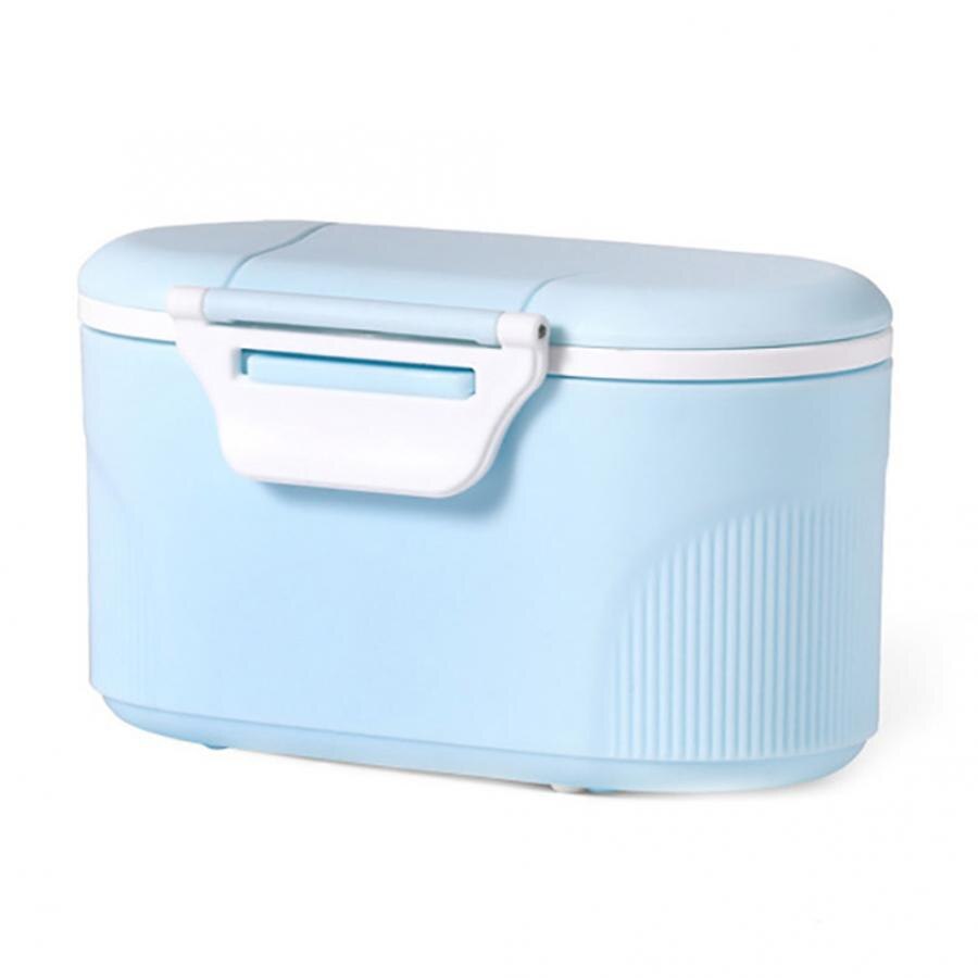 Babymælkepulverbeholder med ske bærbar spædbarnsformel dispenser madopbevaringsboks med scoop lufttæt opbevaring af babymad: Blå s