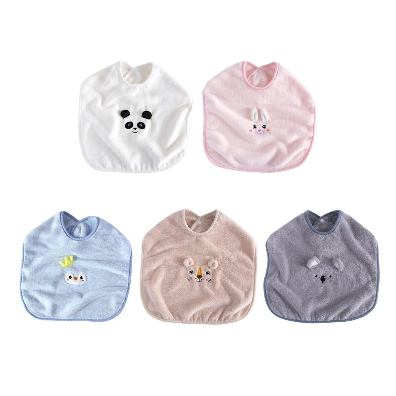 Cartoon Animal Baby bavaglino lavaggio asciugamano dente morbido corallo pile alimentazione Burp panno bottone a pressione Saliva asciugamano grembiule per bambini