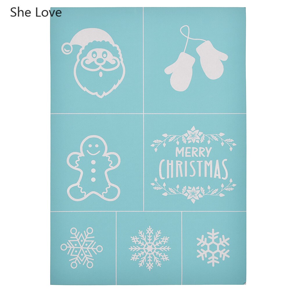 Chzimade god jul tryckta silk screen schabloner klara stämplar för att måla vägg diy scrapbooking heminredning: 10 29.5 x21cm