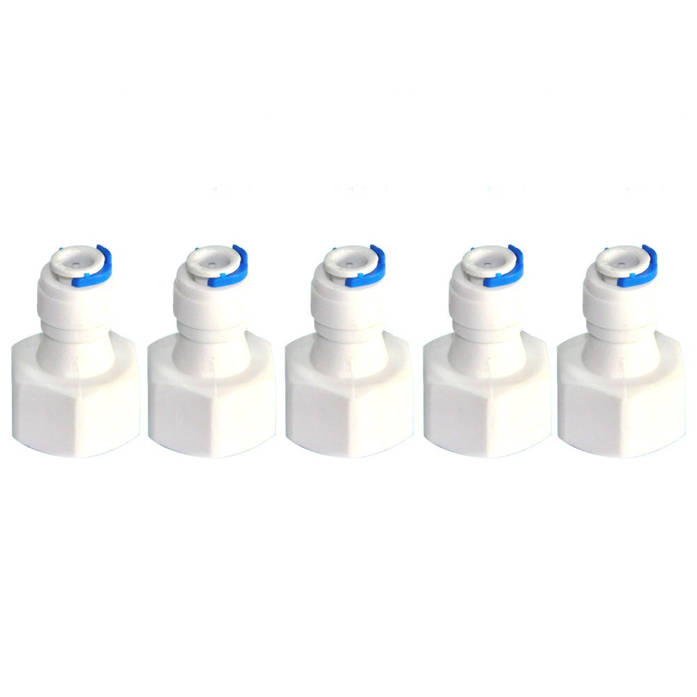 5PC 1/2" Internal thread to 1/4" Straight connector RO Water Fitting Tune Quick Connect Reverse Osmosis White fast connection
