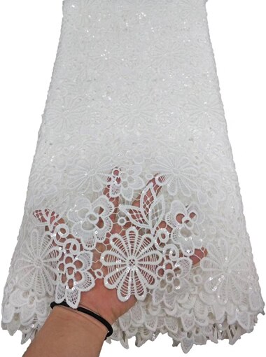 Nigerian laces Fabric With Sequins African Cord Laces Fabrics,Nigerian Guipure milk silk Lace Fabric For Wedding YTB114: AS PIC7