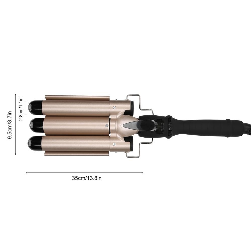 Nylon Heat-proof Head Fixed Handle Tourmaline Ceramic 3 Barrel Curling Iron Wand Hair Waver Curler Create "S" Wavy Style Tools: 28mm / UK