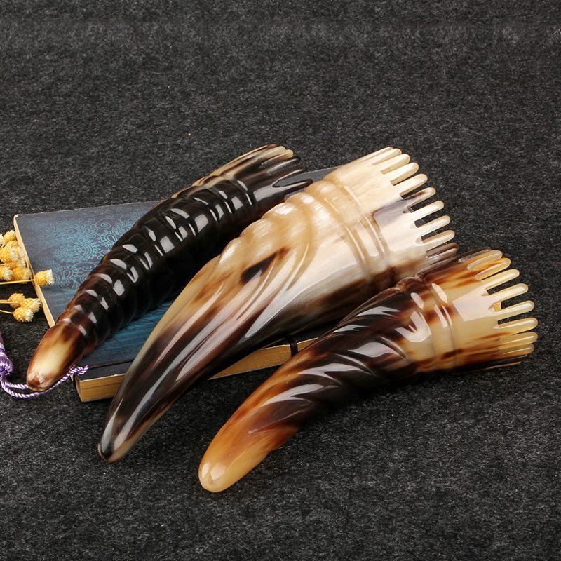 Yak horn comb shampoo men and women home large teeth wide tooth massage acupuncture comb genuine natural pure head meridian comb