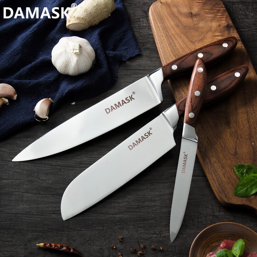 Damask japansk kjøkkenkniver sett kokkekniv frukt grønnsaker kjøtt sushi cleaver restaurant kjøkken matlagingsverktøy