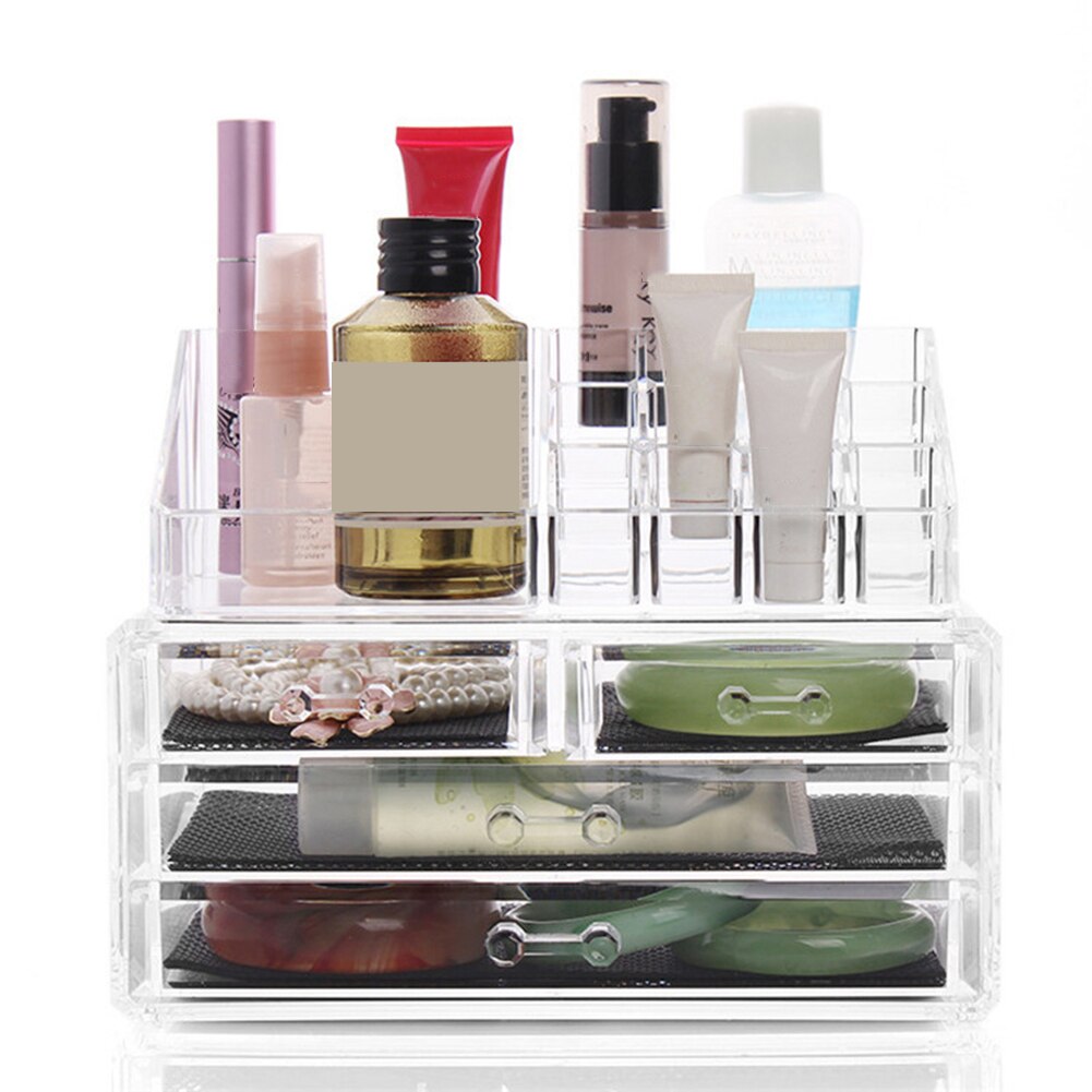 Organizador de maquiagem transparente claro prateleira compacta blushes highlighters eyeshadow expositor cosméticos caixa armazenamento gaveta