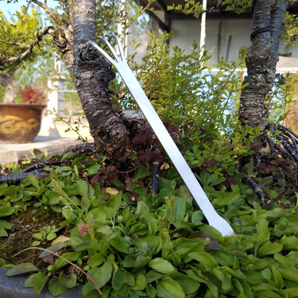 Bonsai plante rustfrit stål rod rive fast jord hjem 2 in 1 mix-funktion haveredskaber blomst holdbar praktisk pincet