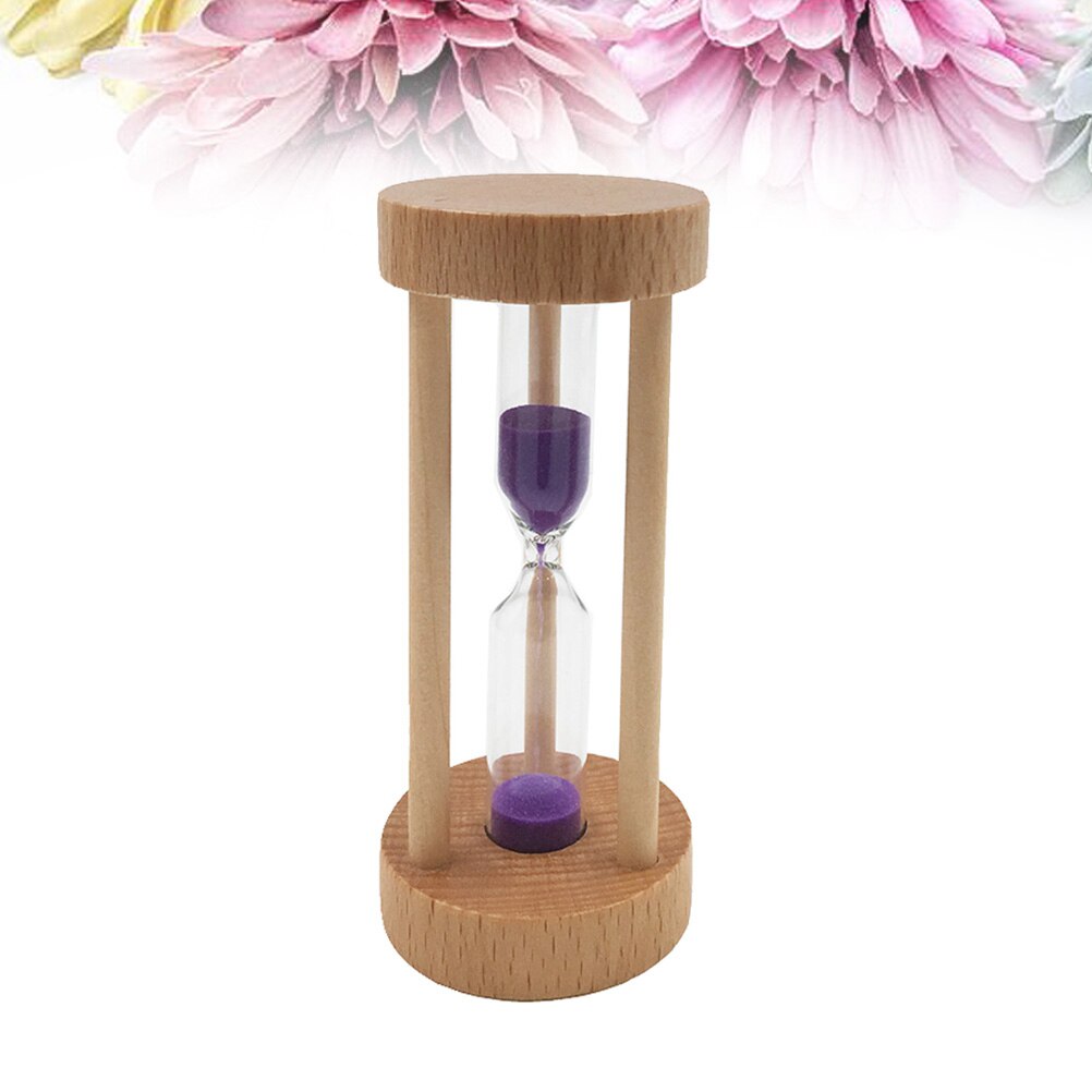 3 Min Wooden Sandglass Hourglass Yellow Sand Timer Clock Table Desktop Decoration: Purple