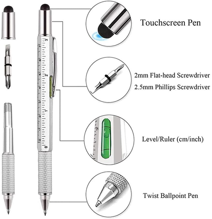 7-in-1 Multi-Kugelschreiber mit modernem Handwerkzeug messen technische Lineal Schrauben dreher Touchscreen-Stift Wasserwaage Werkzeuge