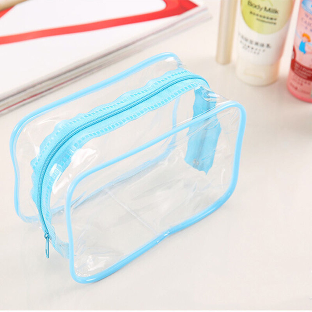 Vrouwen Reizen PVC Cosmetische Zakken Transparant Clear Rits Mannen Make Tassen Organizer Beauty Toilettas Bad Wassen Make Up Case: Blauw