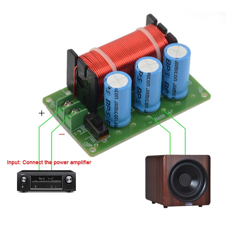 200W Pure Bass Speaker Crossover 1 Way Frequency Divider for 5 inch-10 inch Speaker