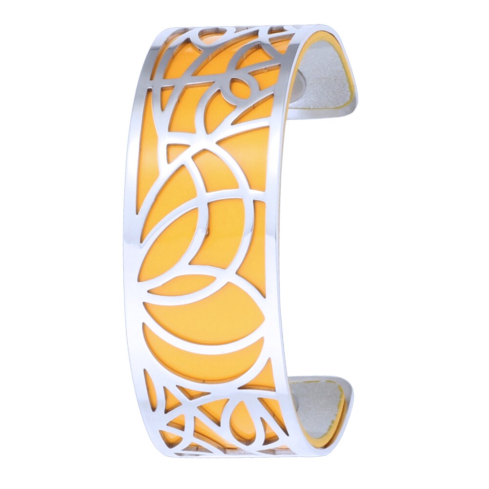 Koaem Rvs Armband Femme Acier Inoxydable De Luxe Manchet Bangle Abstract Patroon Verwisselbare Lederen Sieraden: 005
