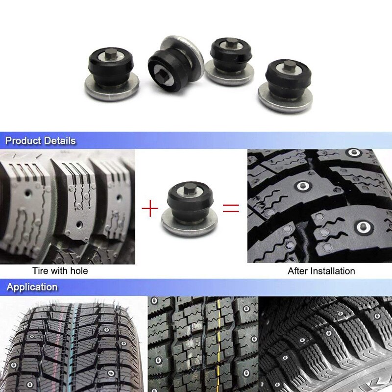 Aozbz 100 st 8mm spikar för däck vinterdäck spikar bildäck dubbar snökedjor isdubb karbid dubbar för bil bil suv atv